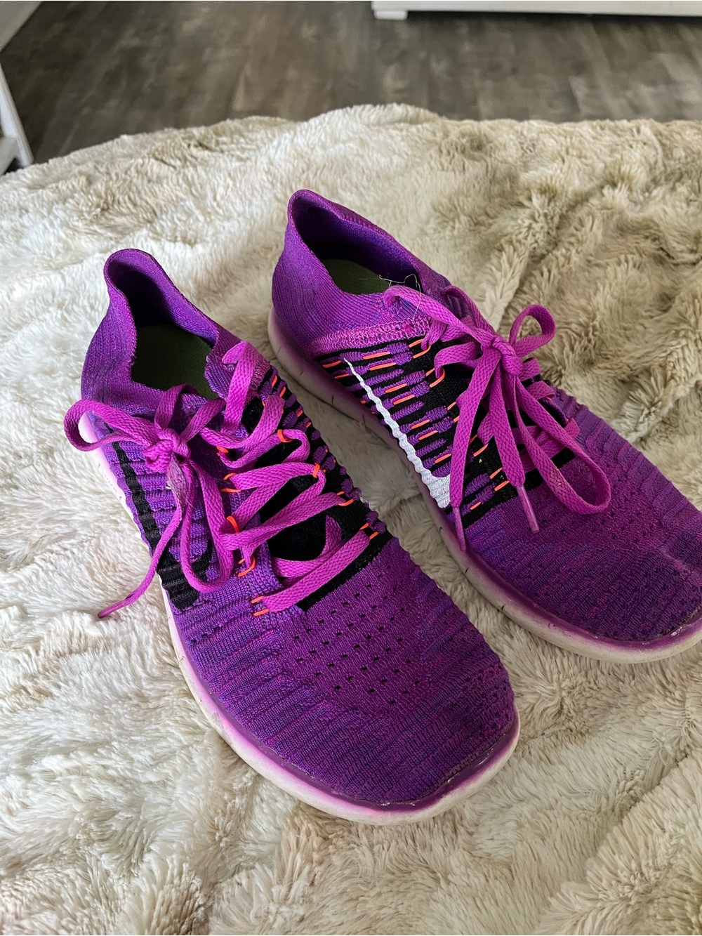 Nike Women's Vibrant Purple Knit Lace-Up Sneakers